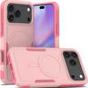 Dionsibei Designed for iPhone 17 Pro Max Case 2 in 1 Military Grade Drop Heavy Duty Rugged Shockproof Protective Cover Case for iPhone 17 Pro Max Phone Case (Pink)