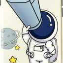 Case for iPhone SE 7/8 for Kids Teen Boys Girls, Slim Fit Matte Design Astronaut Space Telescope Pattern Cool Fun iPhone SE Soft Phone Cover (Astronaut-5, iPhone 7/8)
