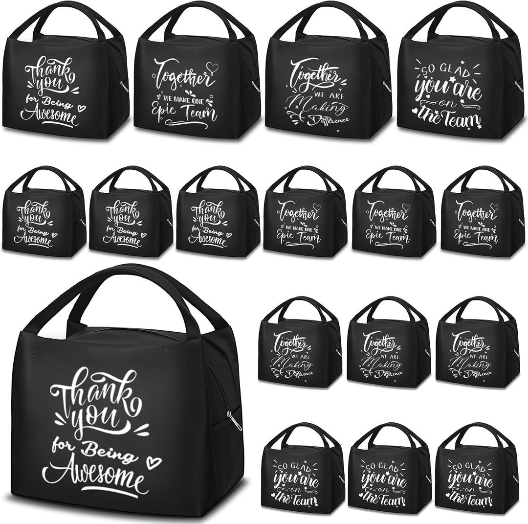 Team Lunch Bags Employee Appreciation Gifts Bulk Team Thank You Party Favors Insulated Reusable Lunch Bags Leakproof Waterproof Tote for Staff Coworker Men Women Office Teacher Nurses, Number of Items: 12