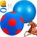 Giant 40 Inch Herding Ball with Ball Cover Anti Burst Please Watch VCR for How to Inflation Horse Toys for Horses Entertainment Play, Pump Included (Stylish, Blue)
