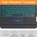 Trackpad Keyboard Case for Samsung Galaxy Tab A9 Plus/A9+ 11 Inch 5G 2023 SM-X210/X216/X218, 7-Color Backlit Slim Wireless Detachable Magnetic Keyboard for A9+ Tablet with S Pen Holder Black