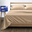 THREAD SPREAD 100% Egyptian Cotton Sheets King Size - High Thread Count King Size Bed Sheet Set (4 PC, Taupe), Soft, Cooling, Sateen Weave Luxury Hotel Deep Pocket Sheet Sets, Fits Mattress Upto 18"