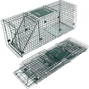 HOMESTEAD 32 Inch Heavy Duty Collapsible Live Animal Trap - Humane Catch and Release Trap for Squirrels, Stray Cats, Raccoons, Rabbits, Foldable Steel Trap, Space-Saving (32 Inch)