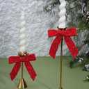 LaRibbons 24 Pcs Red Crinkled Velvet Bows for Christmas Tree, Door, Garland, Wreath, 1" Wide, 3.9"x3.9", Vintage Style