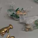 DN DECONATION Golden Polyresin Bunny Decor Rabbit Figurines, Easter Bunny Statue Set of 3 for Spring Tabletop Decor