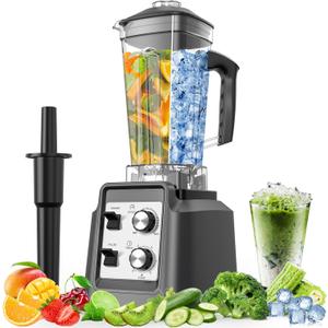 Blenders for Kitchen, Smoothie Blender with Timer - Countertop Blenders with 68oz Dishwasher-Safe Pitcher, Ice Crushing & Frozen Fruit, Silver (Grey)