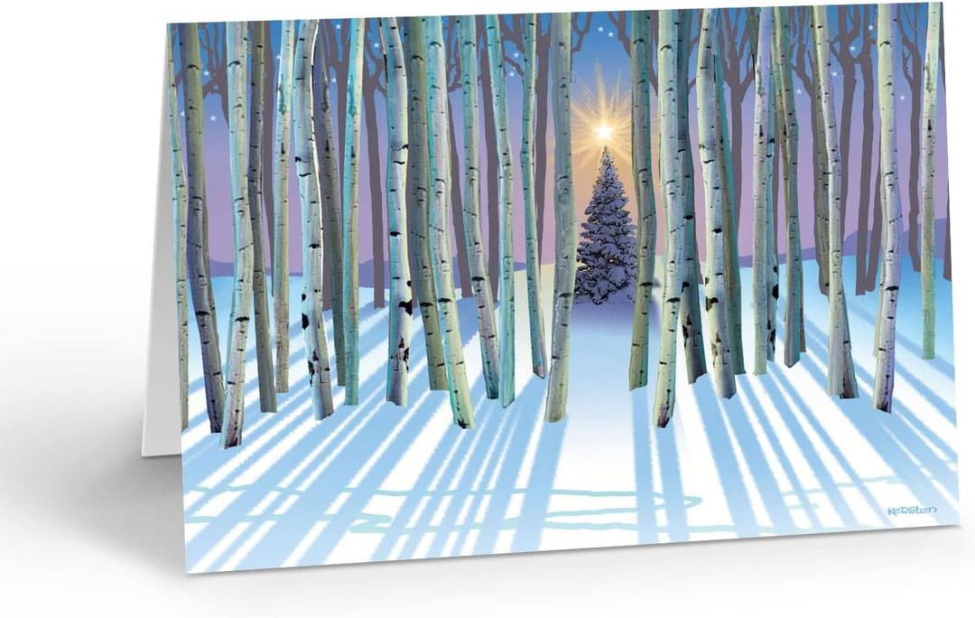 Stonehouse Collection | Forest Christmas Tree Card | 18 Boxed Holiday Cards & Envelopes | USA Made (Standard)