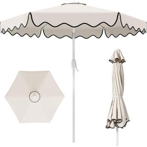 AreShark 7.5FT Outdoor Patio Umbrella with Wavy Trim (White)
Market Table Umbrellas w/ 6 Sturdy Ribs, Crank & Tilt, White Pole, Pool Umbrella with UV-Fade Resistant Fabric, Heavy Frame