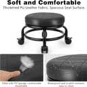 Low Roller Stool Low Height Rolling Stool Seat PU Leather Small Chair Foot Stool Round Rolling Stools for Home Office Garage Shop (Black)