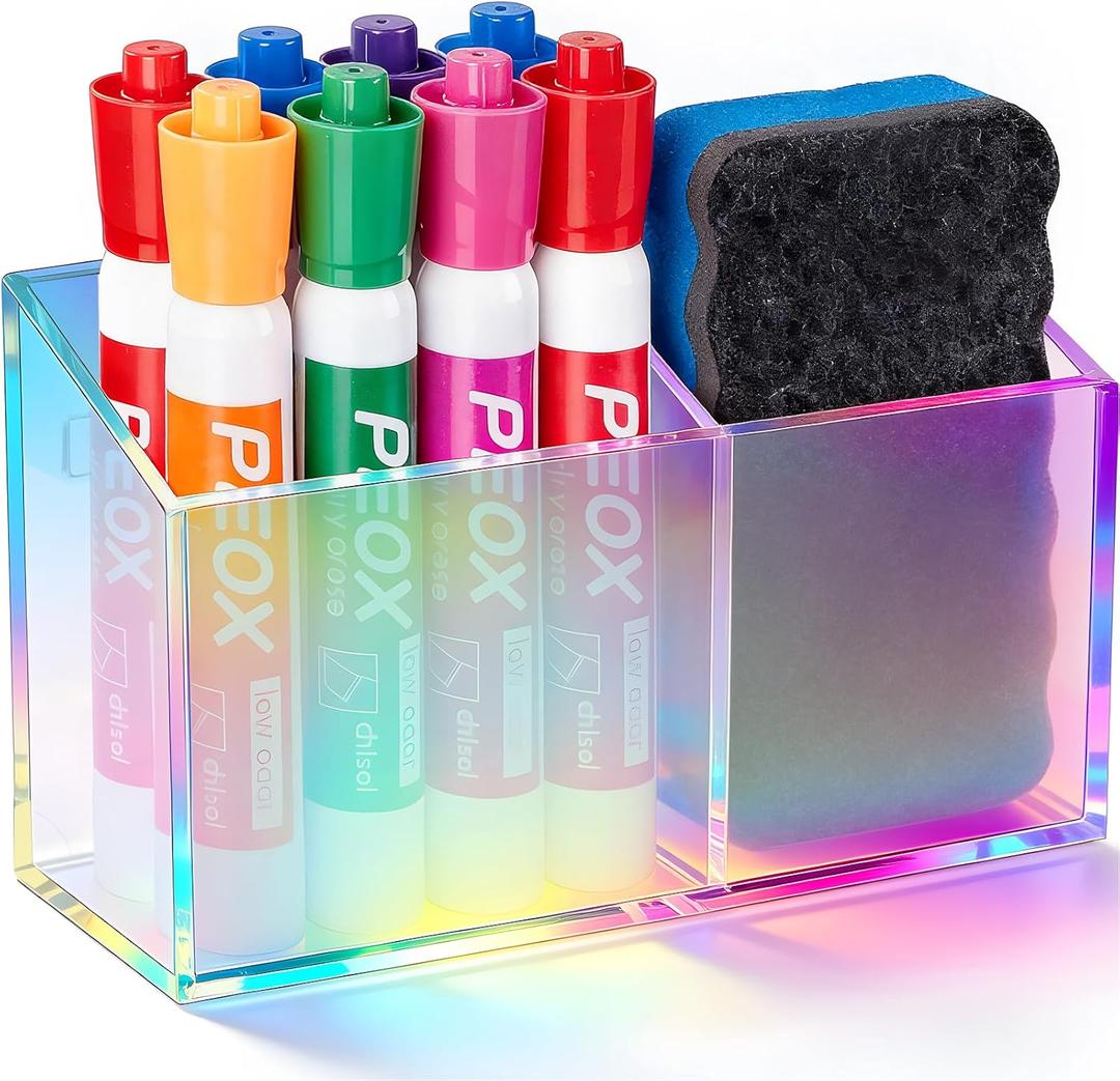 BEYGORM Magnetic Dry Erase Marker Holder for Whiteboard,Non-slip Acrylic Magnet Pen Holder for Fridge Refrigerator,Locker Organizer for Work,Locker Accessories,Pencil Cup for Desk(Colorful)