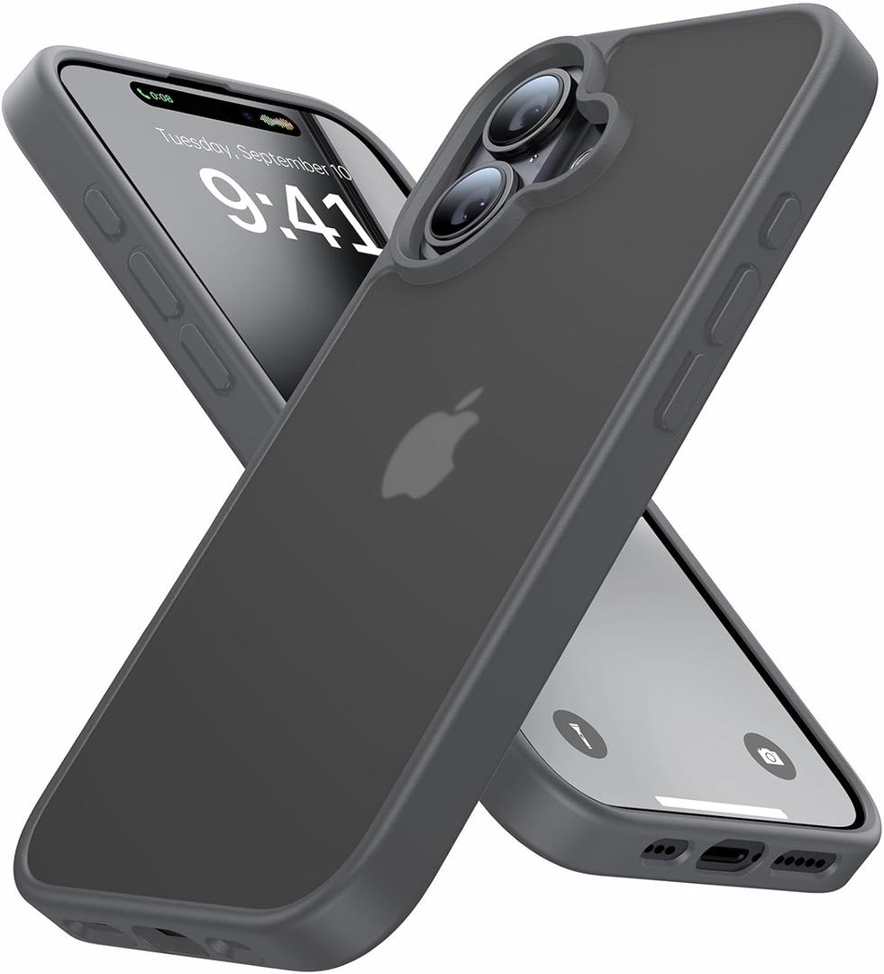 Eastinbox for iPhone 16 Case 16FT Military Grade Shockproof, Anti-Slip Anti-Scratch, Slim Translucent Frosted Matte Protective Cover, i Phone 16 Phone Case 6.1", Gray