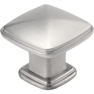 homdiy 5 Pack Kitchen Cabinet Knobs Brushed Nickel Drawer Knobs Silver Solid Square Cabinet Hardware for Dresser Bathroom Satin Nickel Door Handles for Kitchen Cupboard,Zinc Alloy (Single Hole, Brushed Satin Nickel)