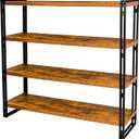 47" 4-Tier Bookshelf Rustic Wood and Metal Industrial Bookshelf for Home Office, Bedroom, Kitchen, Bathroom (Rustic Brown, 4-Tier)