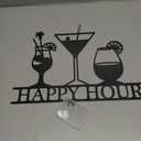 Funrous Bar Signs Wall Decor Happy Hour Sign Art Metal Bar Decorations Vintage Drinks Decorative Drink Plaques for Home Open Pub Decor(Black)