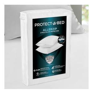 Protect-A-Bed AllerZip Standard 20" x 26" Pillow Protectors (Set of 2), Bed Bug and Dust Mite Proof, Noiseless and Odor-Resistant Pillow Covers, 100% Waterproof, Machine Washable