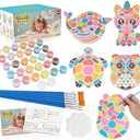 QANIY Stepping Stones Painting Kit for Kids Ages 4-12,5 Pack Outdoor Garden Stone Crafts,Outdoor Art & Craft Activity Set, Creative Gift for Boys & Girls (Art)