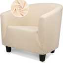 Treaful Club Chair Covers, 1 Piece Beige Club Chair Covers with Arms, Soft Stretch Tub Chair Slipcover Covers Sofa Covers Couch Cushion Removable Furniture Protector for Living Room Hotel Counter