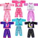 Fourluoo 6 Sets Baby Dolls Clothes 18 Inch Reborn Baby Doll Outfit Accessories Jumpsuits with Hats for Party Game Gifts (Cartoon Style)