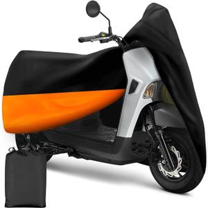 XYZCTEM Scooter Cover,Waterproof Moped Cover, Vespa Cover Outdoor Protection Against Water, UV, Wind. Black and Orange,72" L