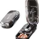 DUBSTAR Pill Cutter Splitter for Cutting Multiple Pills, 1/2 1/4 Pill Cutter Splitter for Small and Tiny Pills (Clear Black)