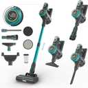 Cordless Vacuum Cleaner, Stick Handheld Rechargeable 4-in-1 Vacuum for Home Hardwood Floor Carpet Pet Hair Dust Cleaning, 45Kpa Powerful Up to 50Mins Running Time, LED Display Screen (Advanced Blue)