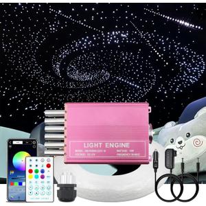 Upgraded Starlight Headliner Kit Twinkle + Meteor All in One Fiber Optic Lights,16W APP & Remote Control + Music Effect 650 pcs (0.03*0.04*0.06in)*9.8ft Star Lights for Car Truck/Cinema Restaurant