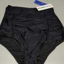 COCOPEAR Women's Ruched High Waisted Bikini Bottom Retro Vintage Swim Short Tankinis (Medium, Black)