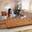 TEAKMAMA 1500 Piece Wooden Jigsaw Puzzle Board with 4 Drawers, Folding Puzzle Table with Protective Cover, Jigsaw Board with Legs, Multifunctional Game Table for Adults, 34W x 26.3D, Brown