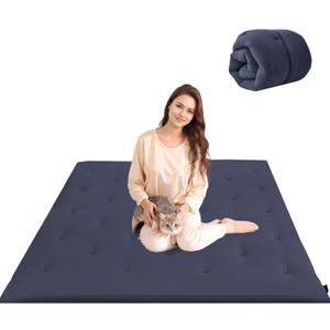 Syrinx Japanese Floor Futon Mattress, Foldable Tatami Sleeping Pad for Adults & Kids, Roll-Up Floor Bed or Bench Cushion (39"  80"(Twin), 03 - Midnight)