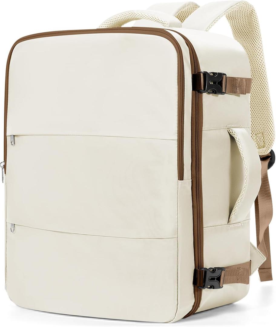 Travel Backpack For Women Men Carry on Backpack Luggage Flight Approved Personal item Travel Bag Essentials Mochila de viaje Laptop College Backpack Large Beige Brown