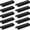 10 Pack Finger Pulls Edge Pulls for Concealed Cabinet Kitchen Bathroom Drawer Handles Black 150mm Drawer Pulls Black Cabinet Handles