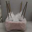 GREENSTELL Small Vanity Stool Chair with Storage and Folding Back, 13.4" x 15" x 30" Square Faux Fur Soft Ottoman, 4 Metal Legs with Anti-Slip Feet, Furry Padded Seat for Makeup, Bedroom, Pink