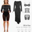 Popilush Shapewear Maxi Dress Women's Sparkly Off Shoulder Long Sleeve Formal Cocktail Dresses Bodycon Mermaid Dress (Black, M)