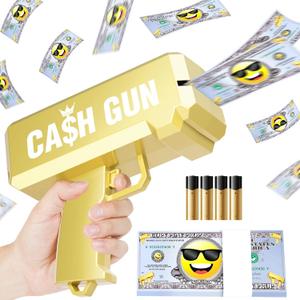 Money Gun Make It Rain Toy Gun Spary Prop Paper Fake Gun, Handheld Money Shooter Gun Cash Cannon Money Thrower Gun for Movies Party Supplies (Gold)