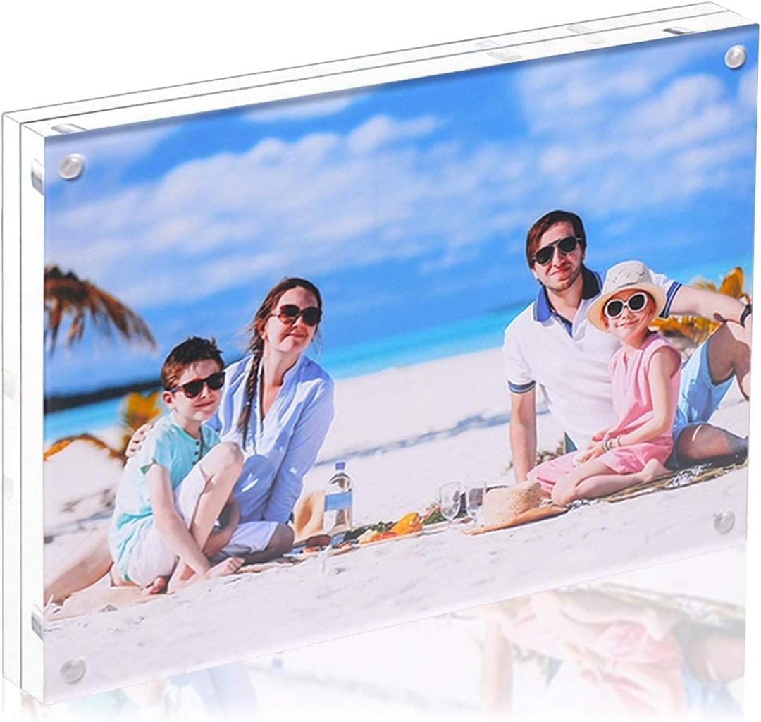 11x14 Acrylic Picture Frame,Clear Double Sided Magnetic Photo Frames With Stand,Minimalist Frameless Floating Frame for Artwork Poster Degree Diploma,Lovely Gift for Family, Friend (11x14"-1)