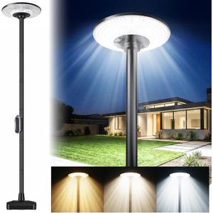 102-Inch Outdoor Solar Lamp Post with Motion Sensor Security, Remote Control Dusk-to-Dawn LED Street Light, IP65 Waterproof Adjustable Metal Pole for Yard, Garden, Pathway & Pool