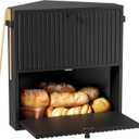WOWLIVE Corner Bread Box for Kitchen Countertop, Large Vintage Bread Storage Container Bin for Homemade Bread, Double Layer Farmhouse Bread Holder for Kitchen, Cabinet, Pantry (Black, Extra Large)