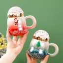 Cute Ceramic Tea Mugs with Santa Lid - Novelty Christmas Cup for Milk, Coffee, Hot Chocolate - 500ML/17.6OZ for Women, Kids, Colleagues, Family, Friends