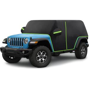 BORDAN Cab Car Cover for Jeep Wrangler JK JL 4 Door Rain Cover with 420D Oxford, Full Door Car Covers Waterproof All Weather Sun Rain UV Protection Wrangler 4 Door with Hardtop (black)