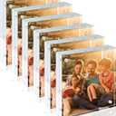 Egofine 5x5 Acrylic Frames 6 Pack,20mm Thicker Frameless Clear Picture Frames, Double Sided Magnetic Picture Frames, Free Standing Desktop Display