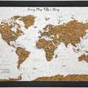 Gleneagles World Travel Map & Pin Board | Framed Pinboard | Cork Wooden Design | 70 Push Pins Included | 14.2'' x 21.2'' Personalised Home Wanderlust Decor for Travelers (Black)