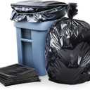 Plasticplace 95-96 Gallon Garbage Can Liners Heavy Duty 1.5 Mil Black Trash Bags Tear-Resistant Outdoor Garbage Bags for Rollaway Bins Large 61" x 68" Industrial-Strength Waste Bags (25 Count)