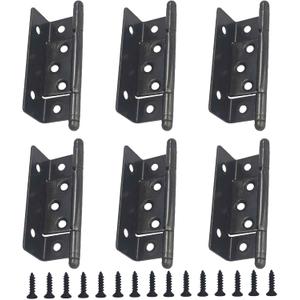 6Pcs Antique Bronze Full Inset Partial Wrap Cabinet Hinges, 3.5-Inch Semi-Wraparound Non-Mortise Hinges, Long Axis Tip Design for Vintage Furniture and Cabinet Doors(22mm Width)