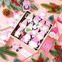 Blosssound 24 Pcs Pink Gnome Ornaments for Christmas Tree Wooden Xmas Hanging Ornaments Wood Santa Decoration for Tree Winter Holiday Craft Gnome Elf Party Supplies Decor