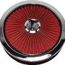 A-Team Performance High-Flow Air Cleaner Assembly - 14x3in, Red Chrome Top & Base Red Air Cleaner Element - Performance Auto Parts & Replacement Filter - Compatible with Chevrolet, GMC & Ford