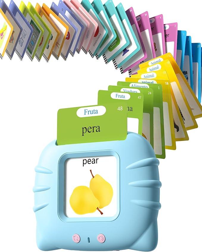 Airbition Bilingual Spanish and English Talking Flash Cards for Ages 2+, Pocket Speech Therapy Tools with 510 Words, Montessori Language Learning Aids, Children's Sensory Learning Kit