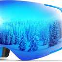 ZIONOR X4 Ski Goggles Magnetic Lens - Snowboard Goggles for Men Women Adult - Snow Goggles Anti-fog UV Protection (A5-vlt 11% Light Blue Frame Revo Blue Lens)