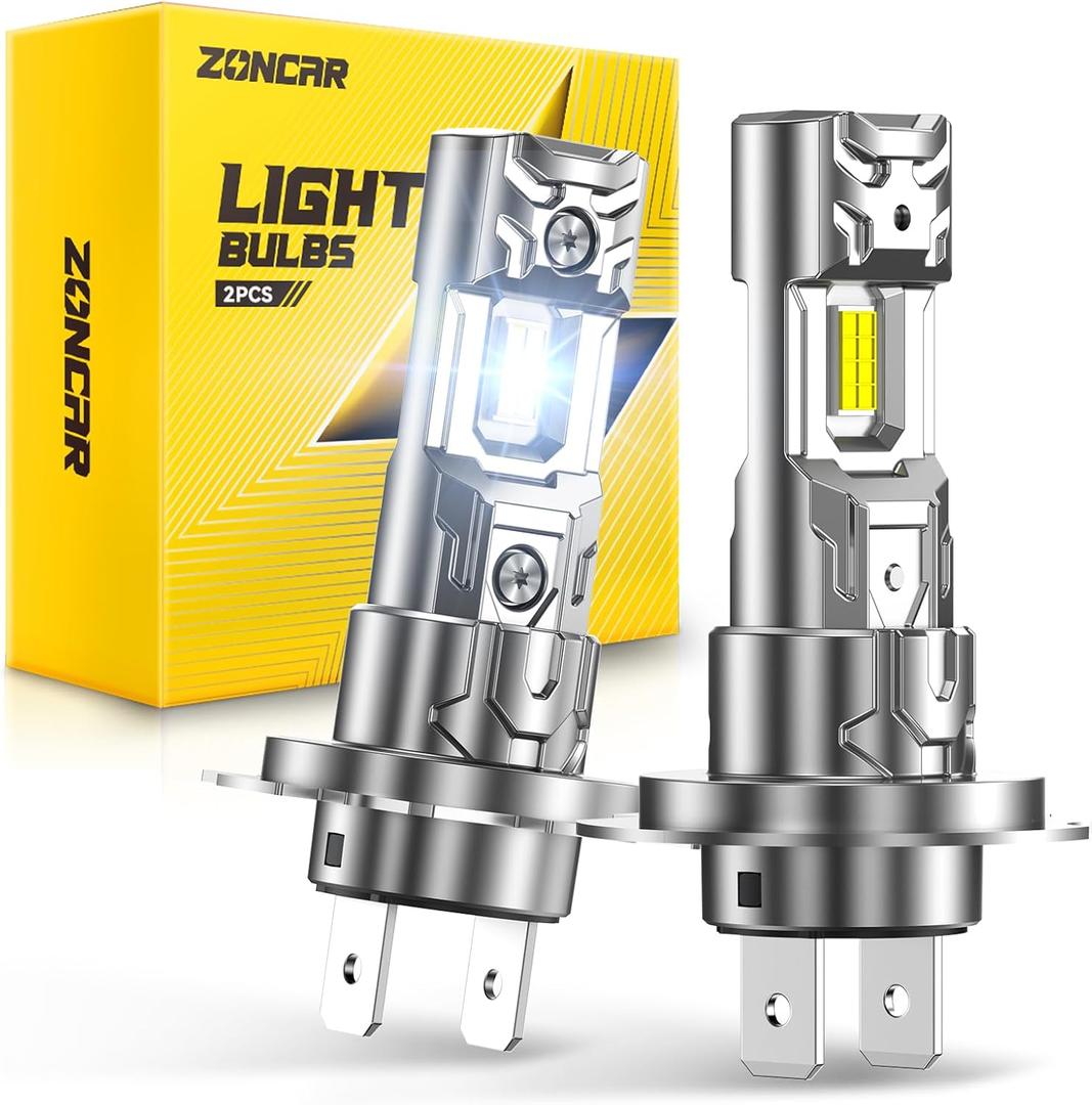 H7 Light Bulbs, 8X Ultra Brightness h7 Lights, 6500K Cool White Bulbs, Real 1:1 Mini Size Plug and Play, IP68 Waterproof, Pack of 2