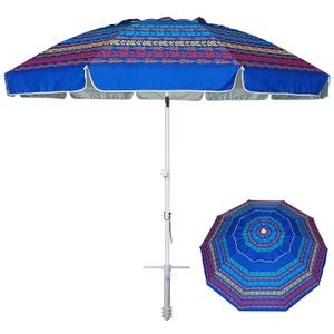 AMMSUN 8 Feet Large Beach Umbrella with Sand Anchor Heavy Duty High Wind Portable Outdoor Umbrellas UV 50+ Protection Air Vent Tilt Patio Garden Pool