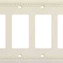 Henne Bery Sunken Pearls Heavy Duty Decorative Wall Plate Switch Plate Outlet Cover (Quad Decorator, Light Almond)
